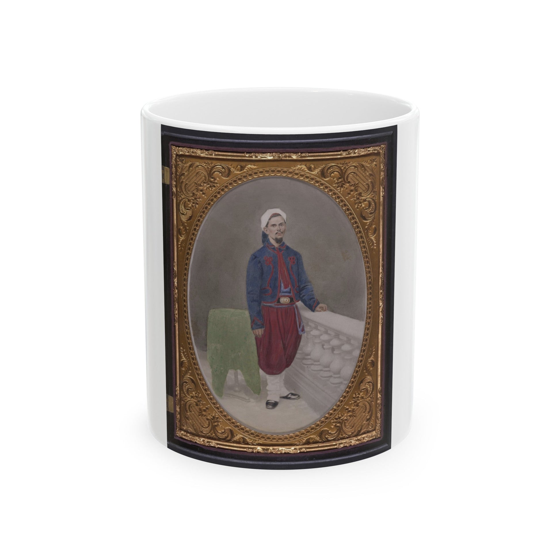 Private Louis A. Matos Of Co. C, 5th New York Infantry Regiment In Union Zouave Uniform (U.S. Civil War) White Coffee Mug-11oz-The Sticker Space