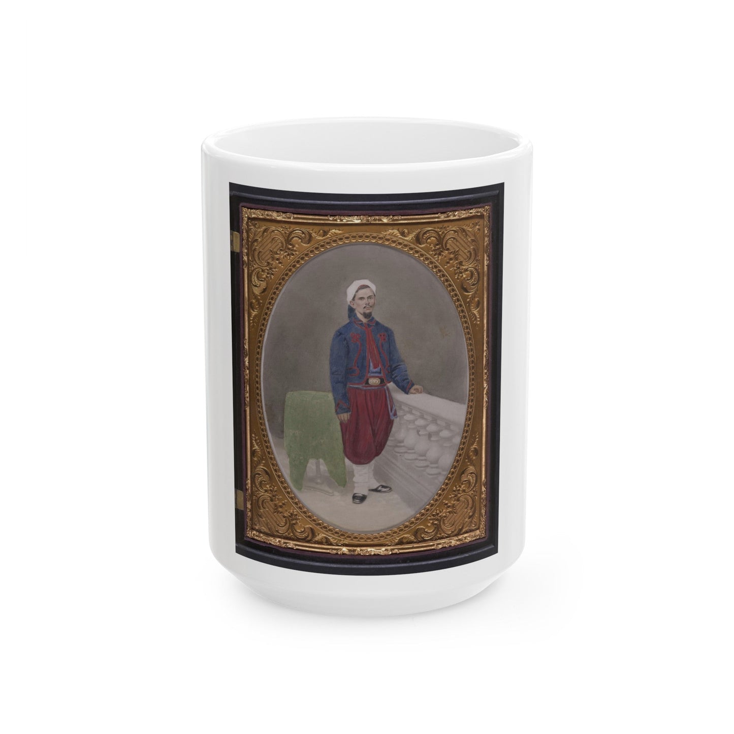 Private Louis A. Matos Of Co. C, 5th New York Infantry Regiment In Union Zouave Uniform (U.S. Civil War) White Coffee Mug-15oz-The Sticker Space