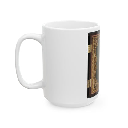 Private Parris P. Casey Of Company I, Cherokee Rangers, 19th Alabama Infantry Regiment, With Bayoneted Musket (U.S. Civil War) White Coffee Mug-The Sticker Space