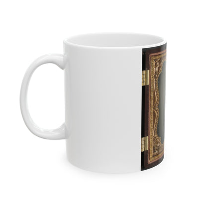 Private Parris P. Casey Of Company I, Cherokee Rangers, 19th Alabama Infantry Regiment, With Bayoneted Musket (U.S. Civil War) White Coffee Mug-The Sticker Space