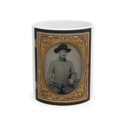 Private Peter H. Bird Of Co. D, 2nd Virginia Cavalry Regiment, In Uniform (U.S. Civil War) White Coffee Mug-11oz-The Sticker Space