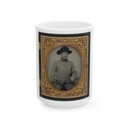 Private Peter H. Bird Of Co. D, 2nd Virginia Cavalry Regiment, In Uniform (U.S. Civil War) White Coffee Mug-15oz-The Sticker Space