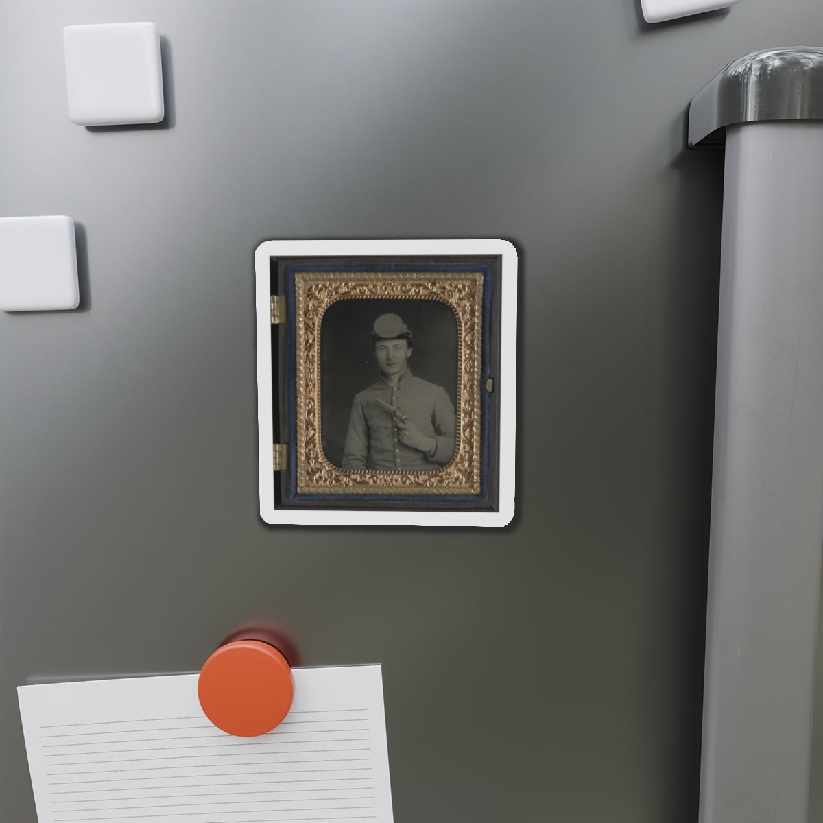 Private Peter Jones Of 12th Virginia Infantry Regiment, With Pistol (U.S. Civil War) Refrigerator Magnet-The Sticker Space