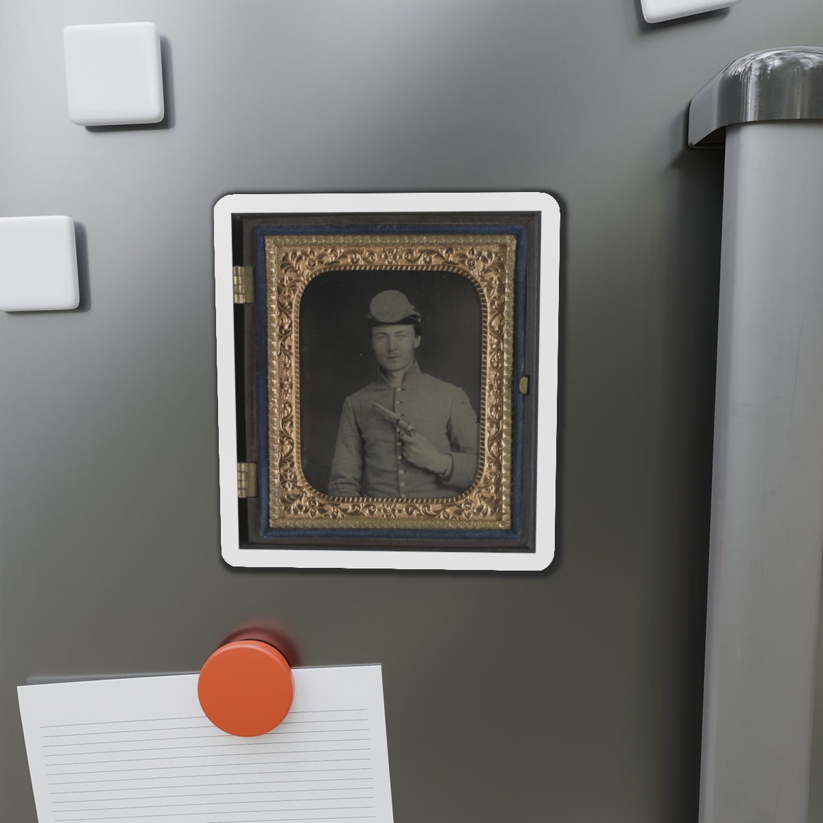 Private Peter Jones Of 12th Virginia Infantry Regiment, With Pistol (U.S. Civil War) Refrigerator Magnet-The Sticker Space