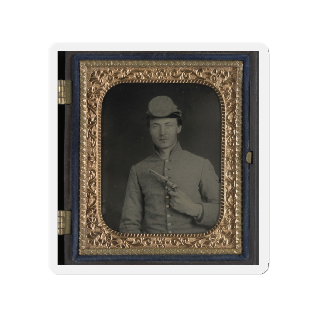 Private Peter Jones Of 12th Virginia Infantry Regiment, With Pistol (U.S. Civil War) Refrigerator Magnet-2" x 2"-The Sticker Space