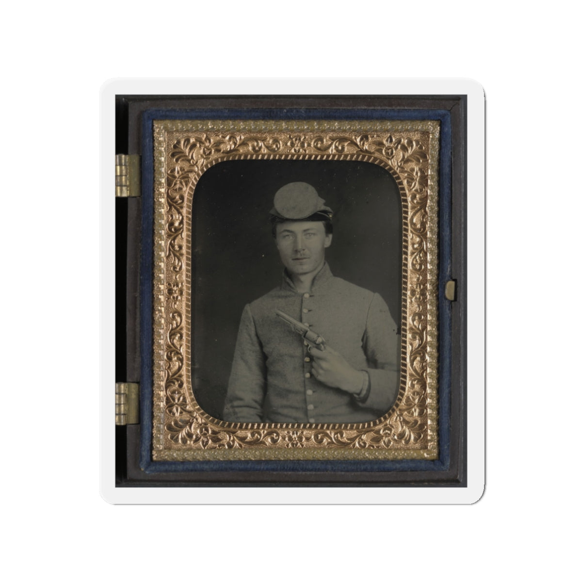 Private Peter Jones Of 12th Virginia Infantry Regiment, With Pistol (U.S. Civil War) Refrigerator Magnet-3" x 3"-The Sticker Space