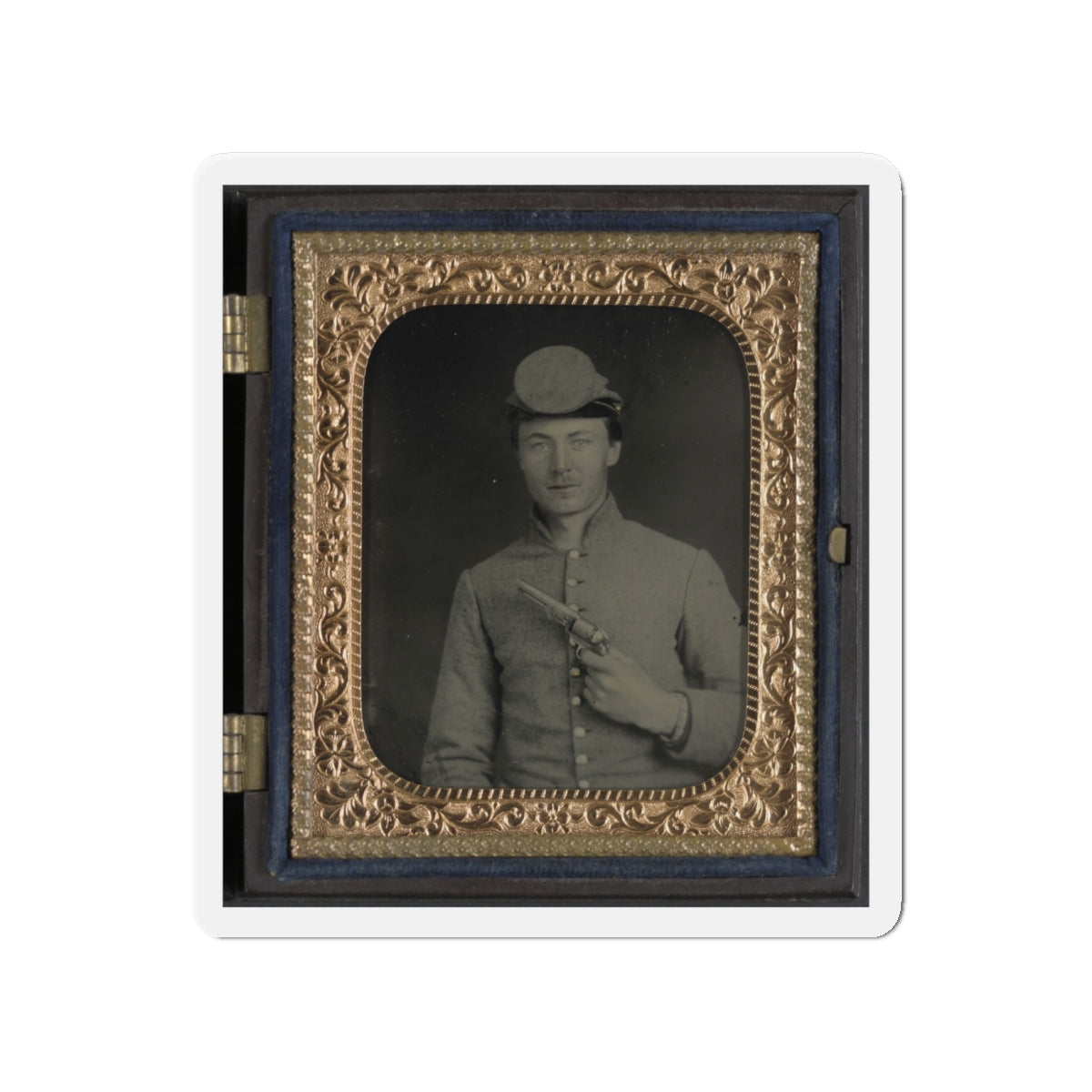 Private Peter Jones Of 12th Virginia Infantry Regiment, With Pistol (U.S. Civil War) Refrigerator Magnet-4" x 4"-The Sticker Space