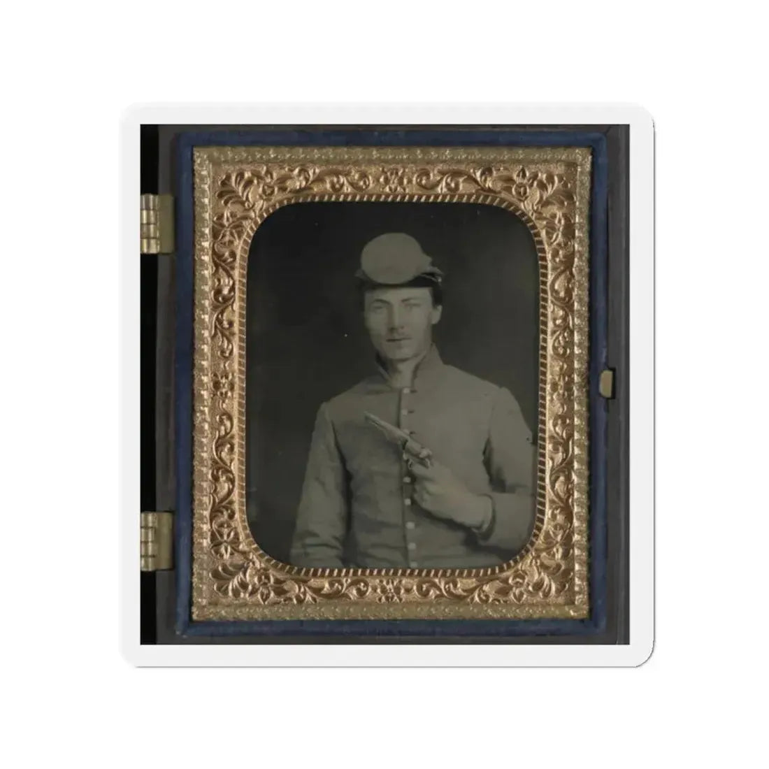 Private Peter Jones Of 12th Virginia Infantry Regiment, With Pistol (U.S. Civil War) Refrigerator Magnet 2 Inch Die-Cut - The Sticker Space