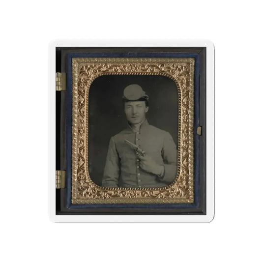 Private Peter Jones Of 12th Virginia Infantry Regiment, With Pistol (U.S. Civil War) Refrigerator Magnet 6 Inch Die-Cut - The Sticker Space