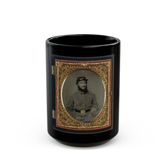 Private Raymond Gause Or Gouse Of Co. B, 22nd Pennsylvania Cavalry Regiment, In Uniform (U.S. Civil War) Black Coffee Mug-15oz-The Sticker Space