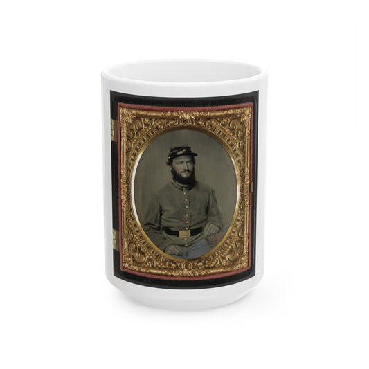 Private Raymond Gause Or Gouse Of Co. B, 22nd Pennsylvania Cavalry Regiment, In Uniform (U.S. Civil War) White Coffee Mug-15oz-The Sticker Space