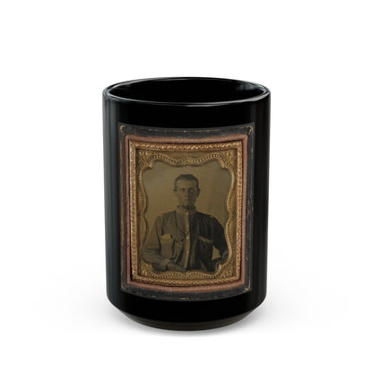 Private Reuben Goodson Of Co. G, 52nd North Carolina Infantry Regiment In Uniform (1) (U.S. Civil War) Black Coffee Mug-15oz-The Sticker Space