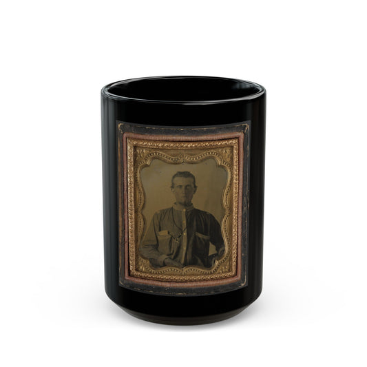 Private Reuben Goodson Of Co. G, 52nd North Carolina Infantry Regiment In Uniform (1) (U.S. Civil War) Black Coffee Mug-15oz-The Sticker Space