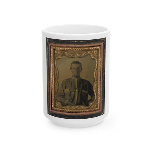 Private Reuben Goodson Of Co. G, 52nd North Carolina Infantry Regiment In Uniform (1) (U.S. Civil War) White Coffee Mug-15oz-The Sticker Space