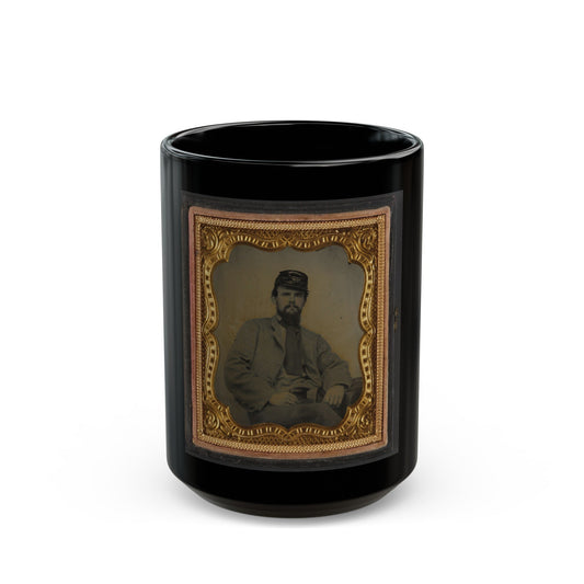 Private Richard F. Bernard Of Co. A, 13th Virginia Infantry Regiment, In Uniform (U.S. Civil War) Black Coffee Mug-15oz-The Sticker Space