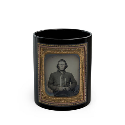 Private Samuel H. Wilhelm Of I Company, 4th Virginia Infantry Regiment With Knife (U.S. Civil War) Black Coffee Mug-11oz-The Sticker Space