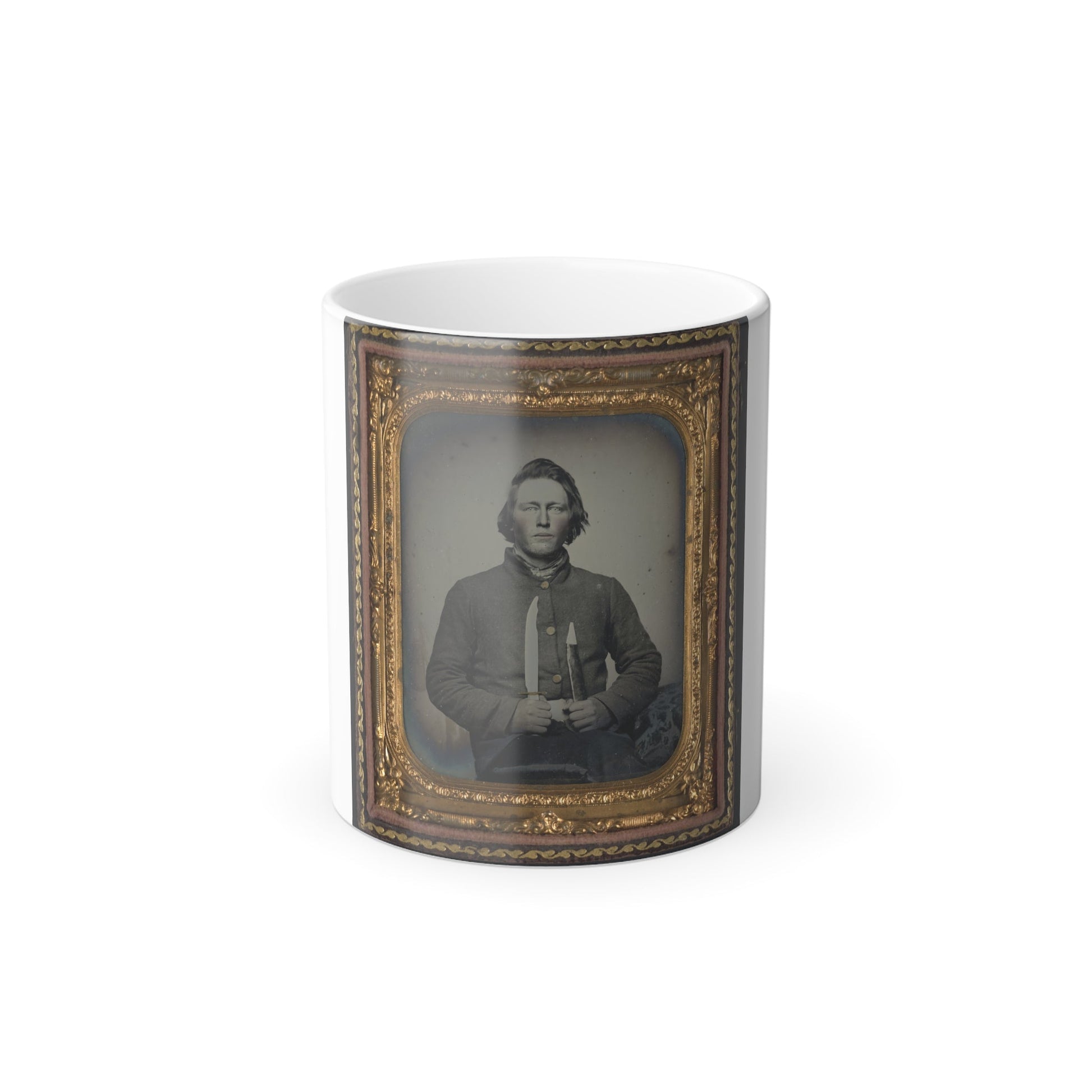 Private Samuel H. Wilhelm of I Company, 4Th Virginia Infantry Regiment With Knife (U.S. Civil War) Color Morphing Mug 11oz-11oz-The Sticker Space