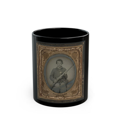 Private Samuel Wires Of Company K, 137th Indiana Infantry Regiment, With Musket (U.S. Civil War) Black Coffee Mug-11oz-The Sticker Space