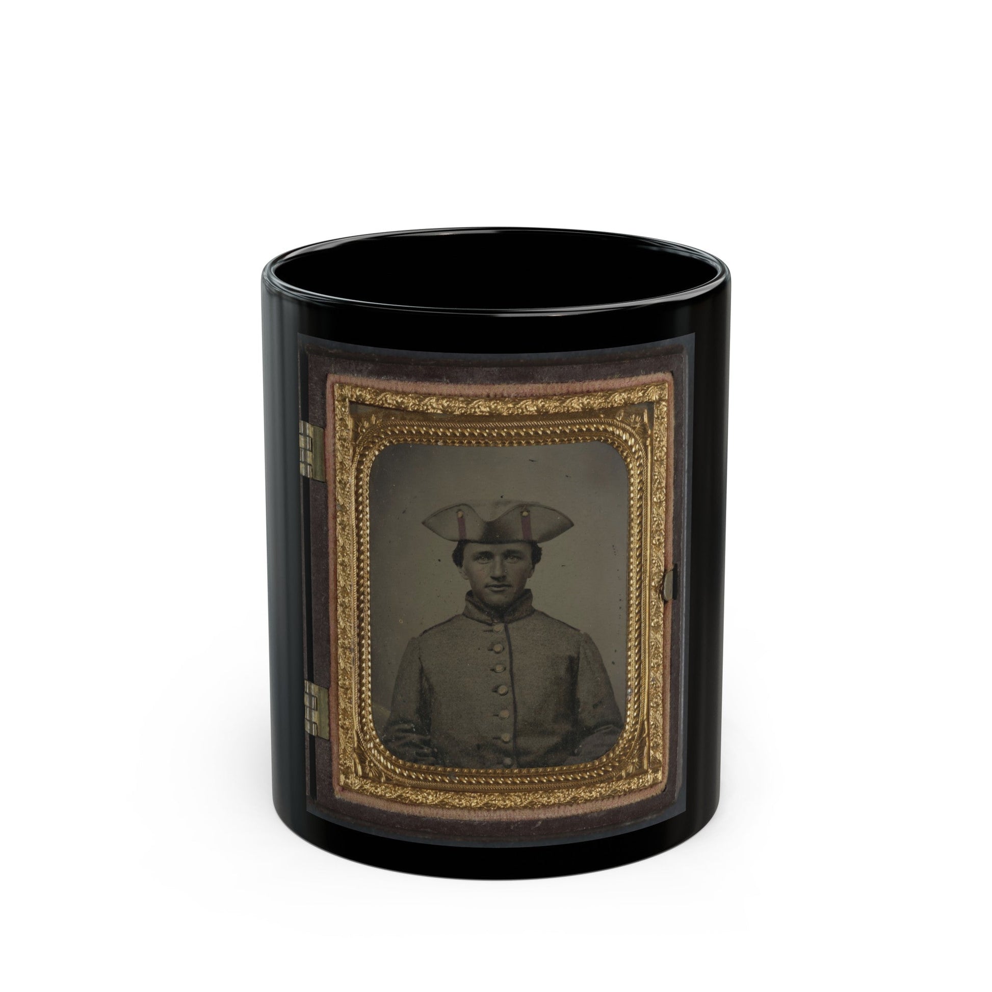 Private Thomas Green Of Co. B, 11th Massachusetts Infantry Regiment In Uniform (U.S. Civil War) Black Coffee Mug-11oz-The Sticker Space