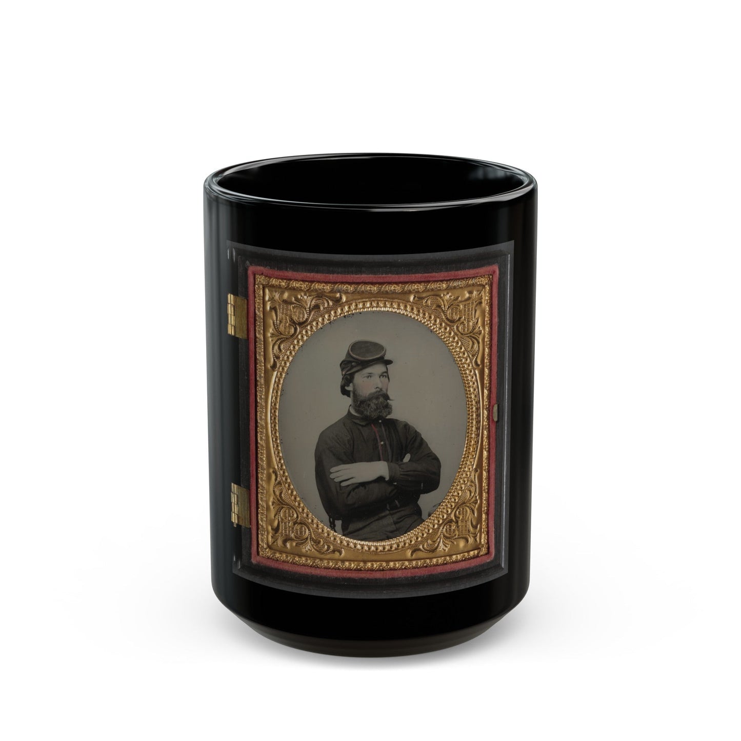 Private Tomley( ) Lumpkin Of 34th Virginia Infantry Regiment, In Uniform (U.S. Civil War) Black Coffee Mug-15oz-The Sticker Space