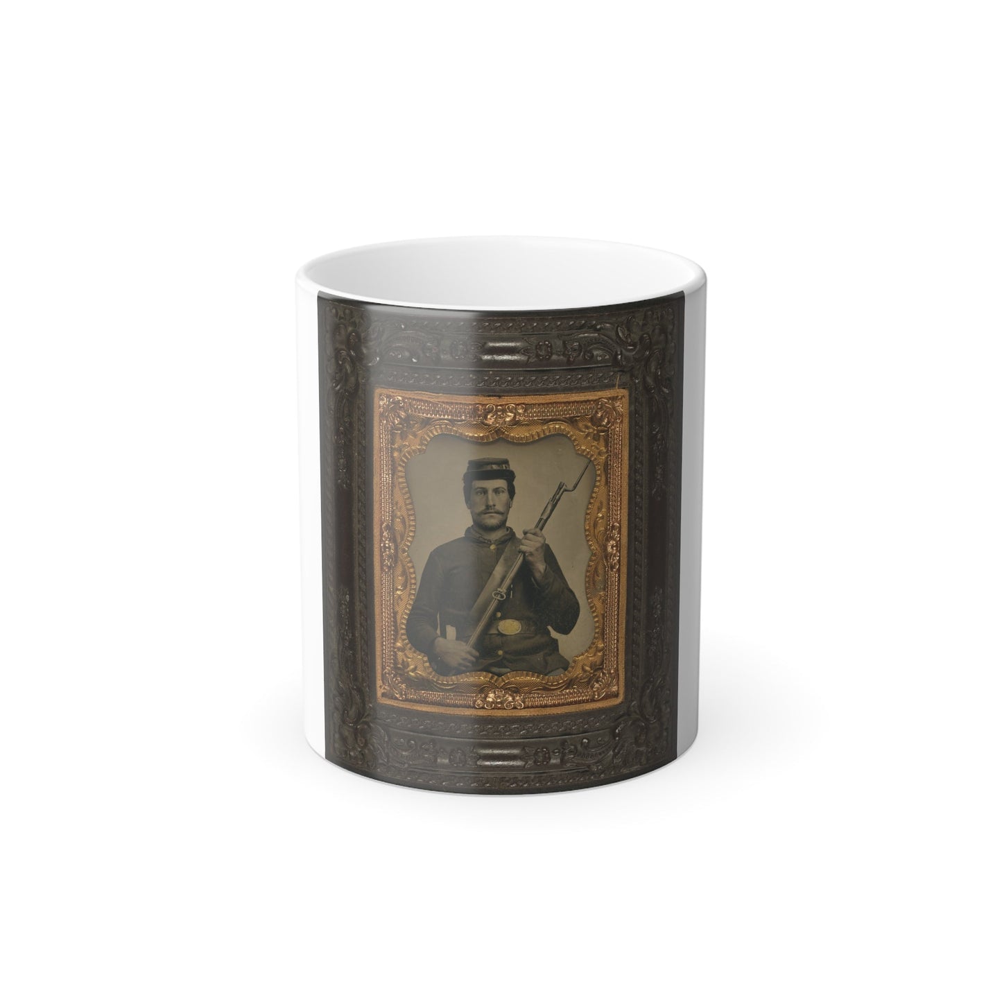 Private William F. Bower of Company D, 21St Ohio Regiment Infantry Volunteers, With Bayoneted Musket (U.S. Civil War) Color Morphing Mug 11oz-11oz-The Sticker Space