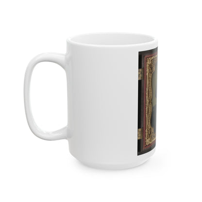 Private William H. Presgraves Of Company K, 97th Militia Virginia Infantry Regiment, With Rifle (U.S. Civil War) White Coffee Mug-The Sticker Space