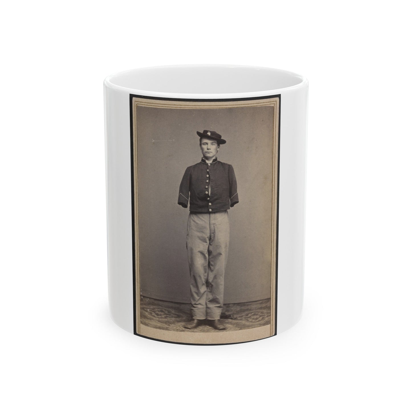 Private William Sargent Of Co. E, 53rd Pennsylvania Infantry Regiment, In Uniform, After The Amputation Of Both Arms (U.S. Civil War) White Coffee Mug-11oz-The Sticker Space