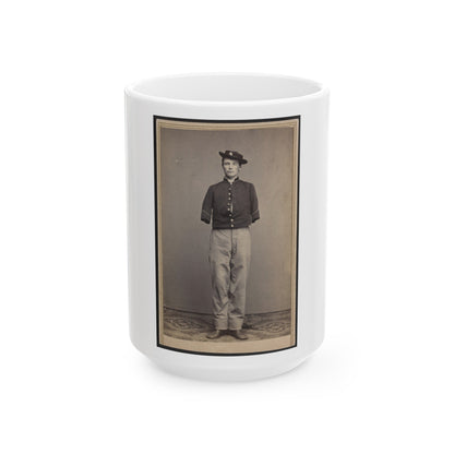 Private William Sargent Of Co. E, 53rd Pennsylvania Infantry Regiment, In Uniform, After The Amputation Of Both Arms (U.S. Civil War) White Coffee Mug-15oz-The Sticker Space