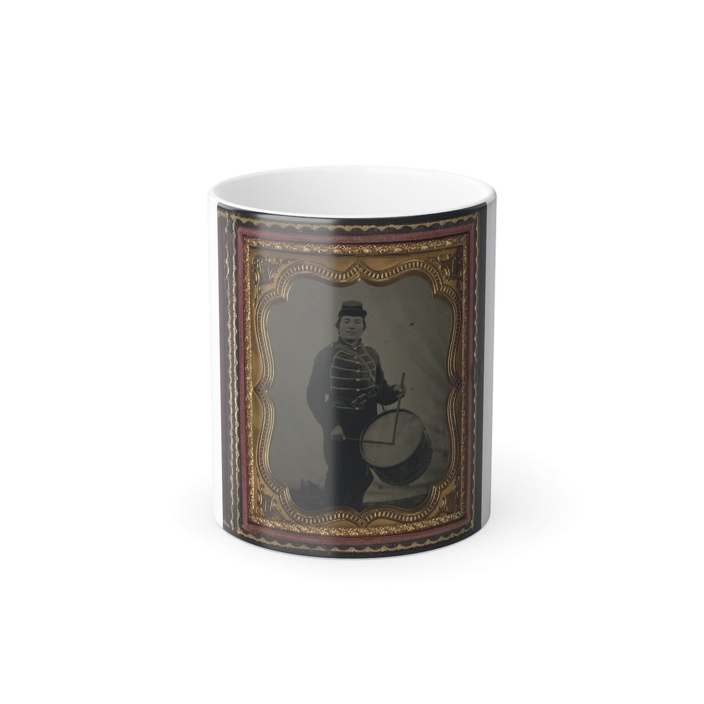 Private William V. Haines of Company H, 49Th Ohio Infantry Regiment, in Uniform and Ohio Volunteer Militia Belt Buckle With Drum (U.S. Civil War) Color Morphing Mug 11oz-11oz-The Sticker Space
