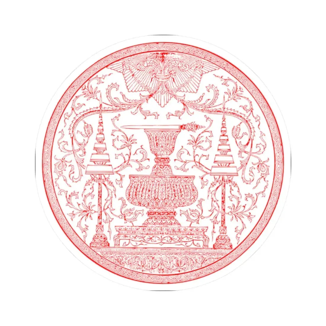 Privy Seal of Pinklao Second King of Siam circular (Thailand) STICKER Vinyl Kiss-Cut Decal 2 Inch White - The Sticker Space