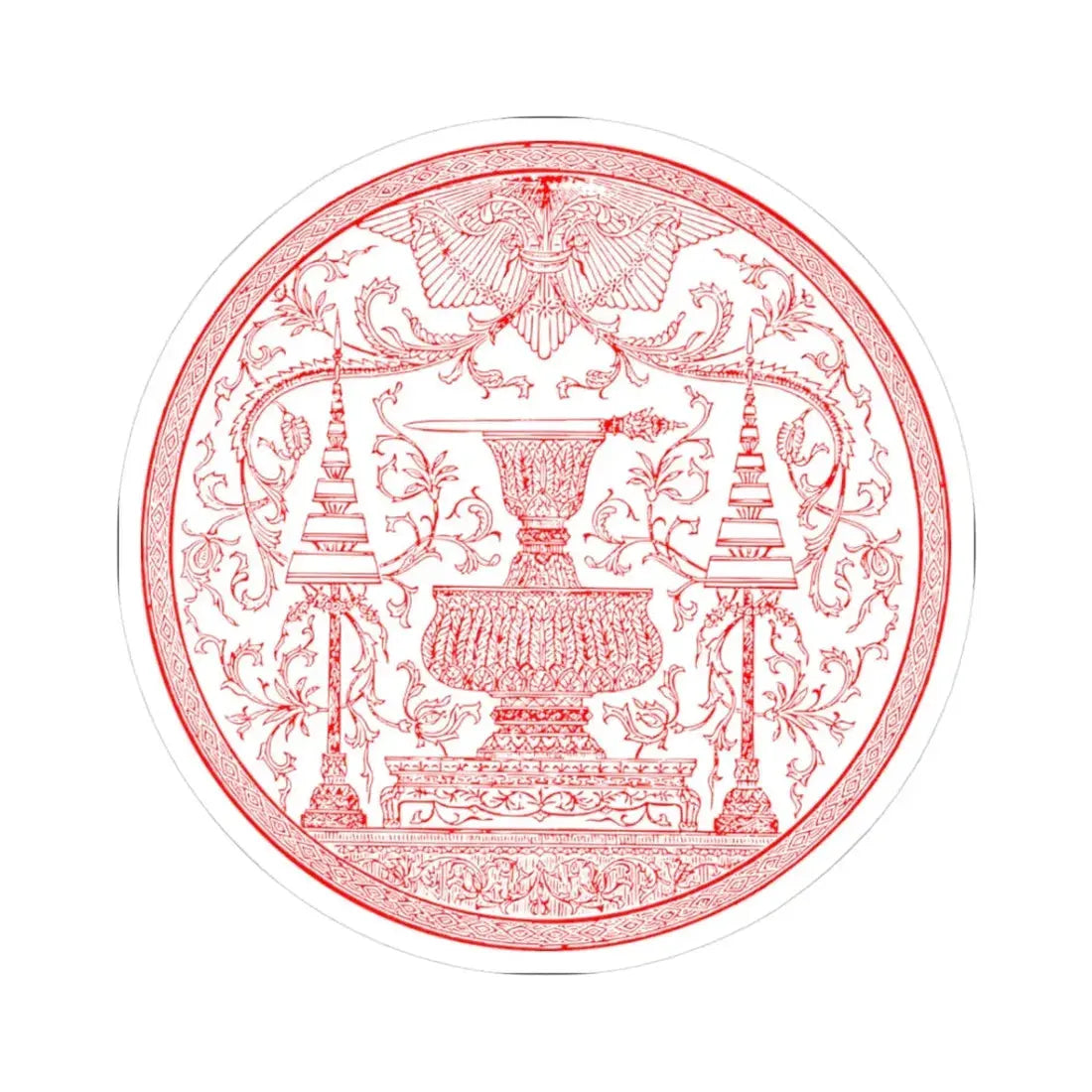 Privy Seal of Pinklao Second King of Siam circular (Thailand) STICKER Vinyl Kiss-Cut Decal 3 Inch White - The Sticker Space