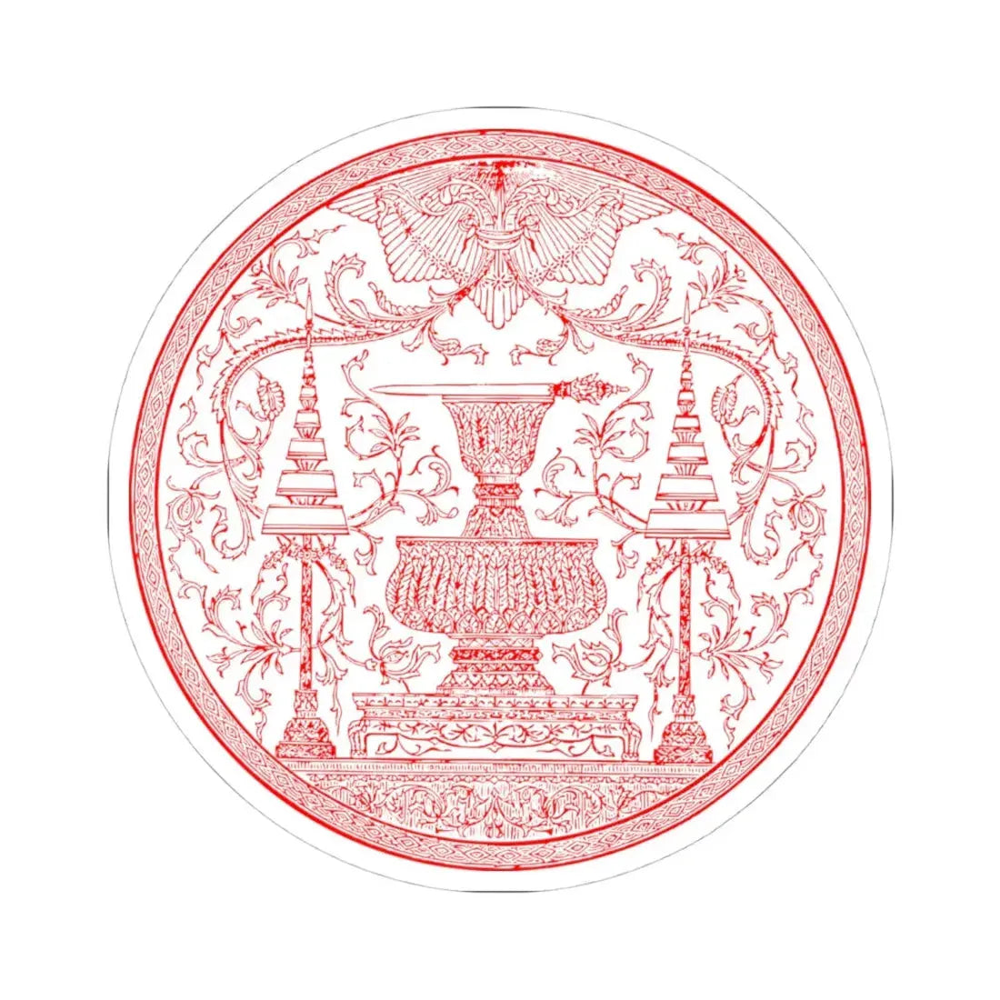 Privy Seal of Pinklao Second King of Siam circular (Thailand) STICKER Vinyl Kiss-Cut Decal 4 Inch White - The Sticker Space