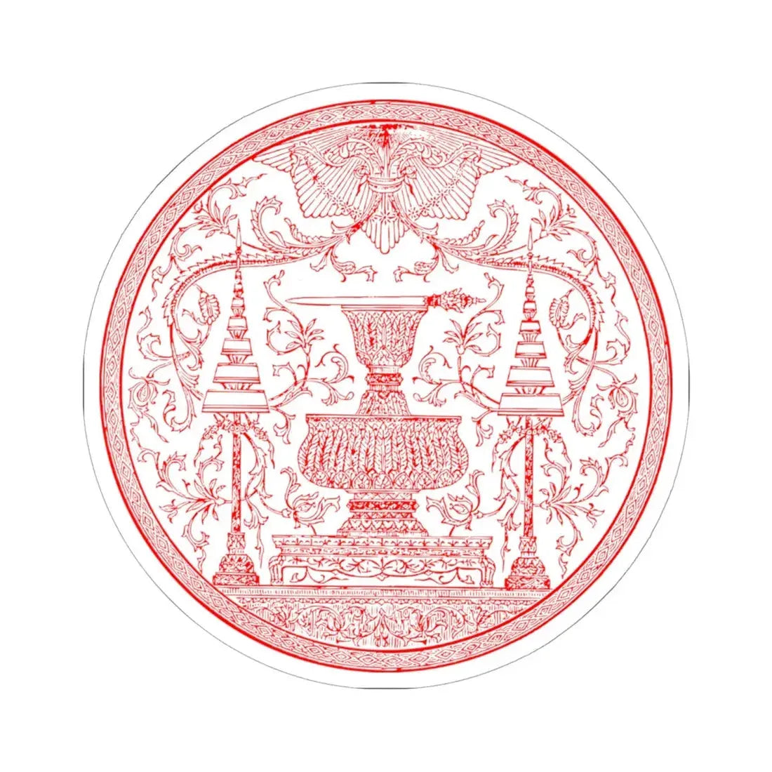 Privy Seal of Pinklao Second King of Siam circular (Thailand) STICKER Vinyl Kiss-Cut Decal 6 Inch White - The Sticker Space