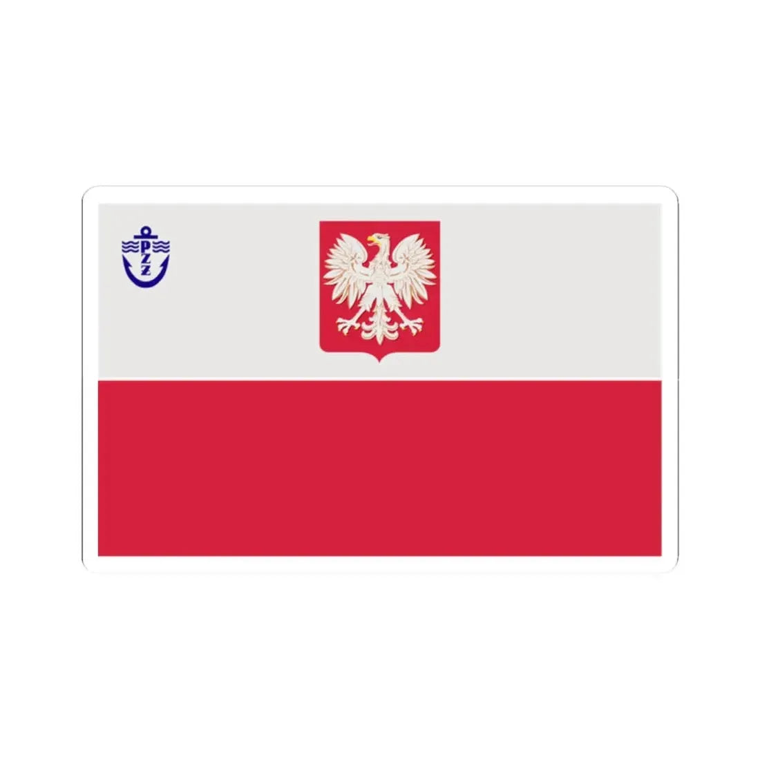 PRL PZZ ensign (Poland) STICKER Vinyl Kiss-Cut Decal 2 Inch White - The Sticker Space