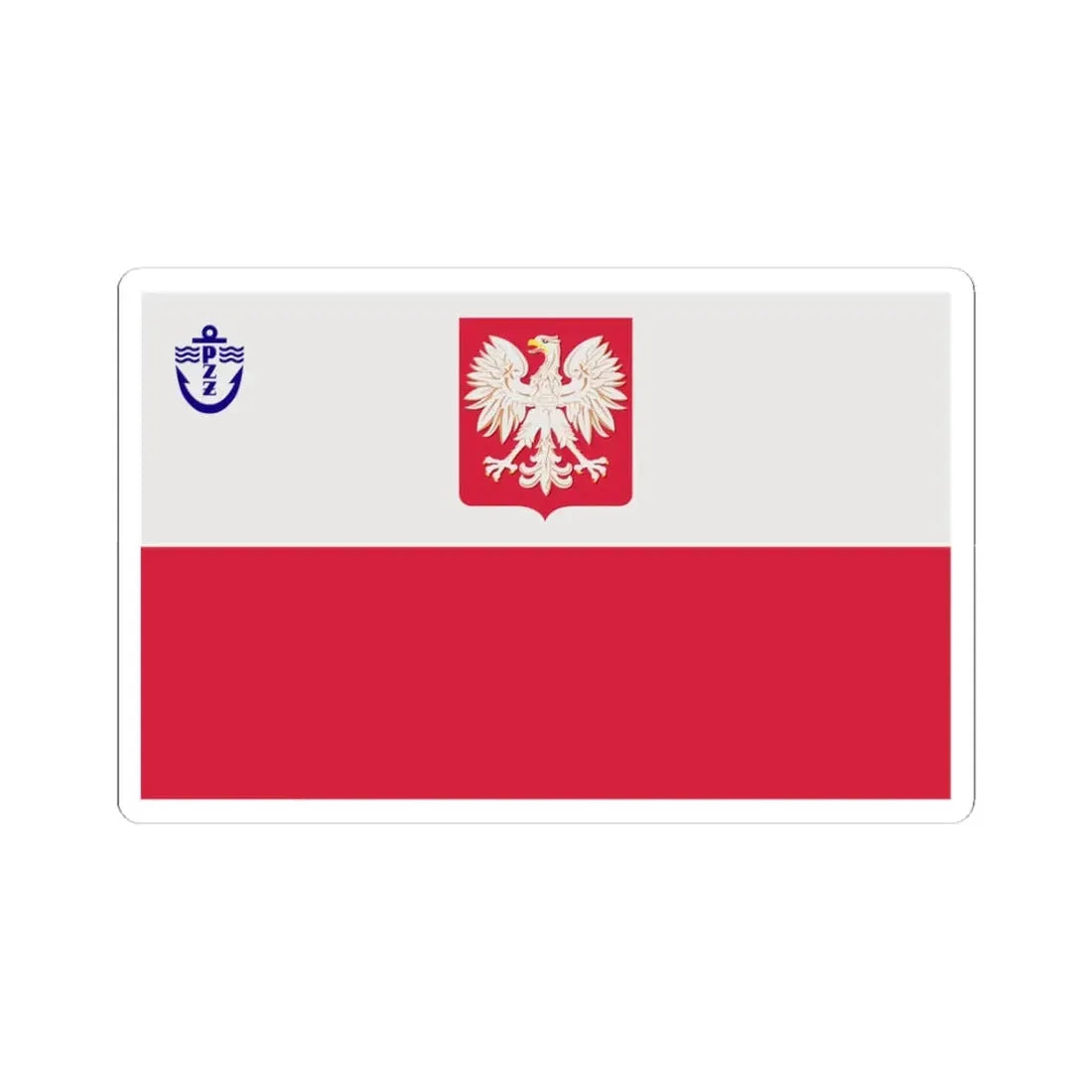 PRL PZZ ensign (Poland) STICKER Vinyl Kiss-Cut Decal 3 Inch White - The Sticker Space