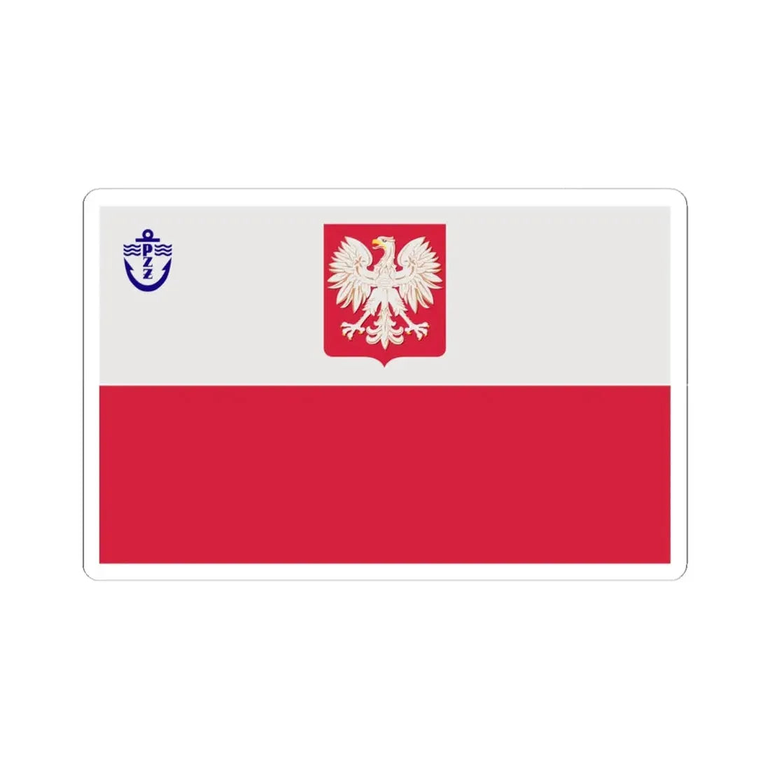 PRL PZZ ensign (Poland) STICKER Vinyl Kiss-Cut Decal 4 Inch White - The Sticker Space