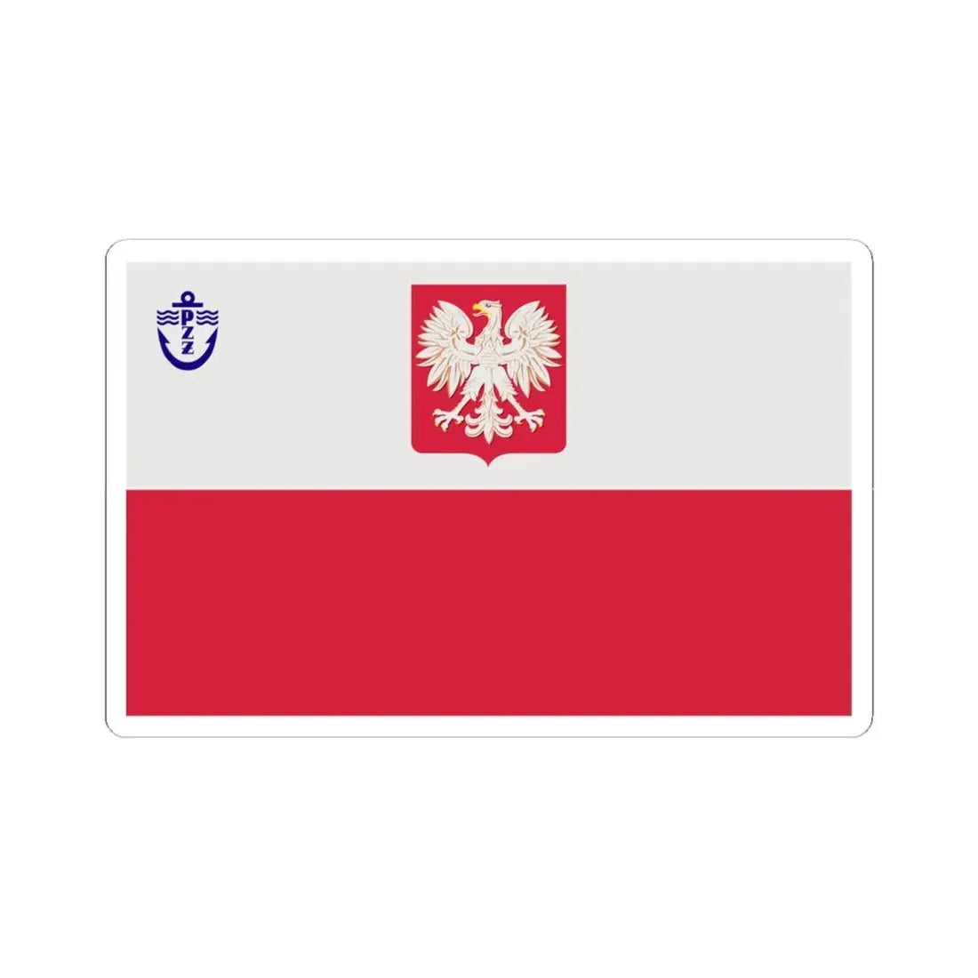 PRL PZZ ensign (Poland) STICKER Vinyl Kiss-Cut Decal 6 Inch White - The Sticker Space