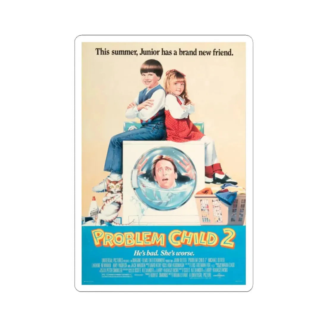 Problem Child 2 1991 Movie Poster - STICKER Vinyl Kiss-Cut Decal 2 Inch White - The Sticker Space