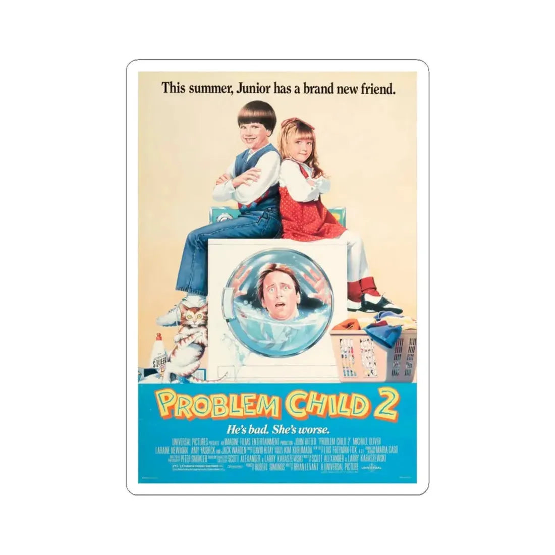 Problem Child 2 1991 Movie Poster - STICKER Vinyl Kiss-Cut Decal 4 Inch White - The Sticker Space
