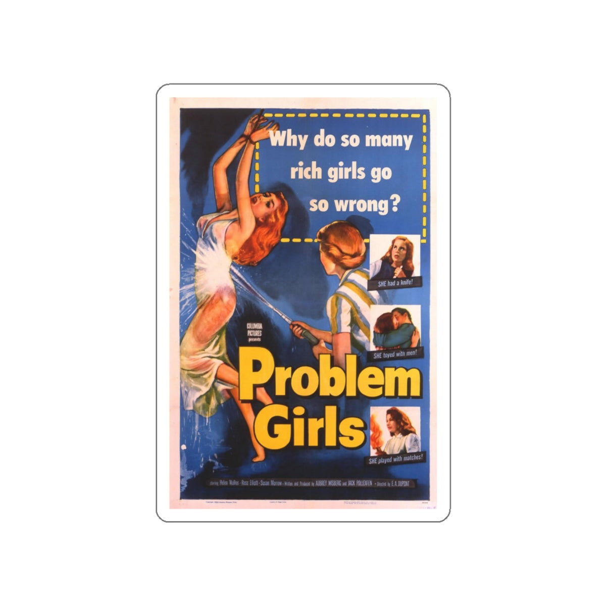 PROBLEM GIRLS 1953 Movie Poster STICKER Vinyl Die-Cut Decal-White-The Sticker Space