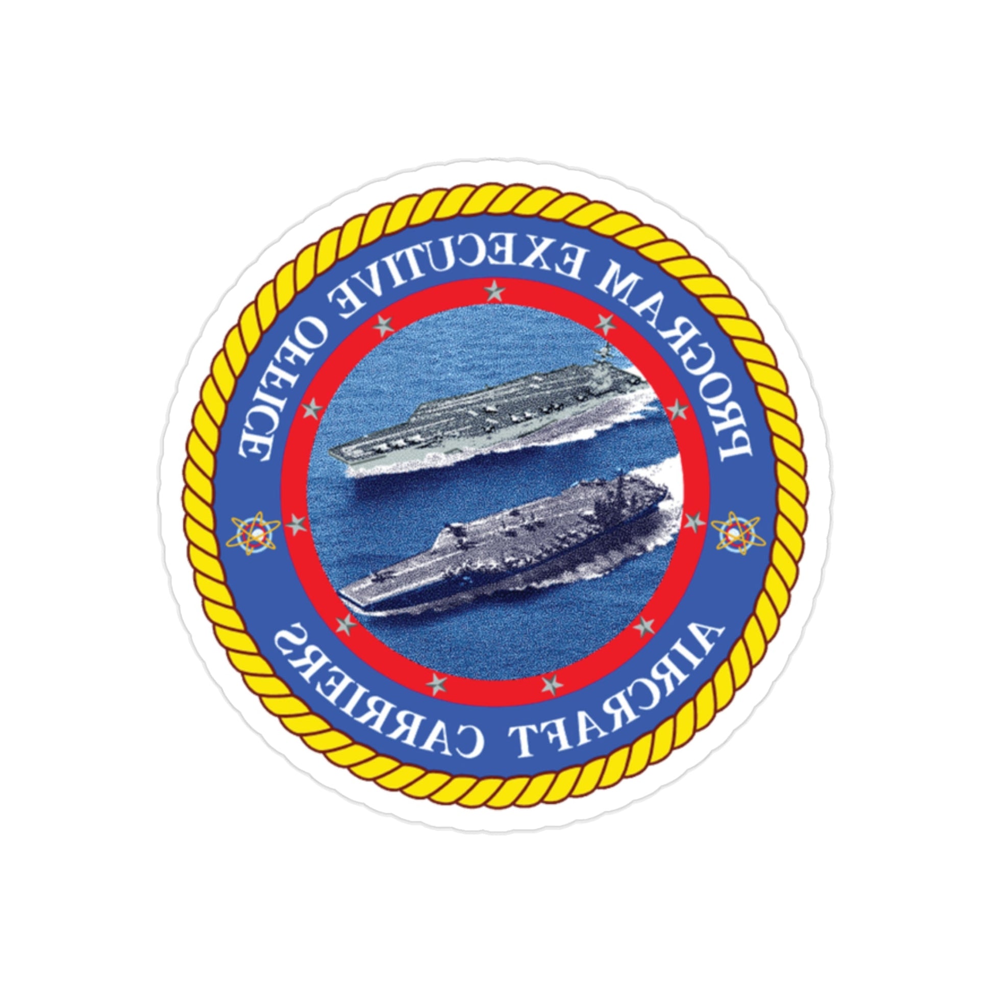 Program Executive Officer Aircraft Carriers (U.S. Navy) REVERSE PRINT Transparent STICKER-2" × 2"-The Sticker Space