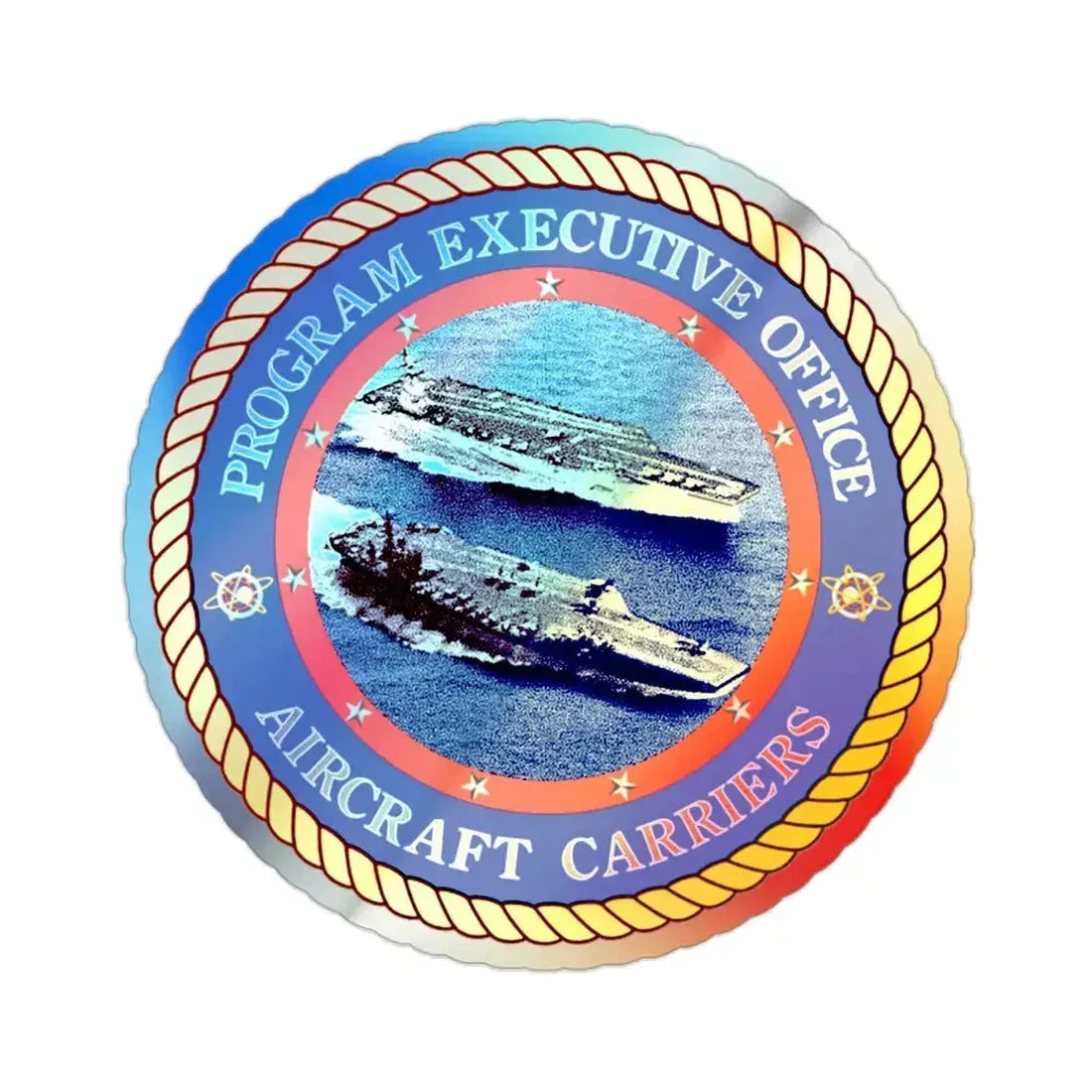 Program Executive Officer Aircraft Carriers (U.S. Navy) Holographic STICKER Die-Cut Vinyl Decal 2 Inch Holographic - The Sticker Space