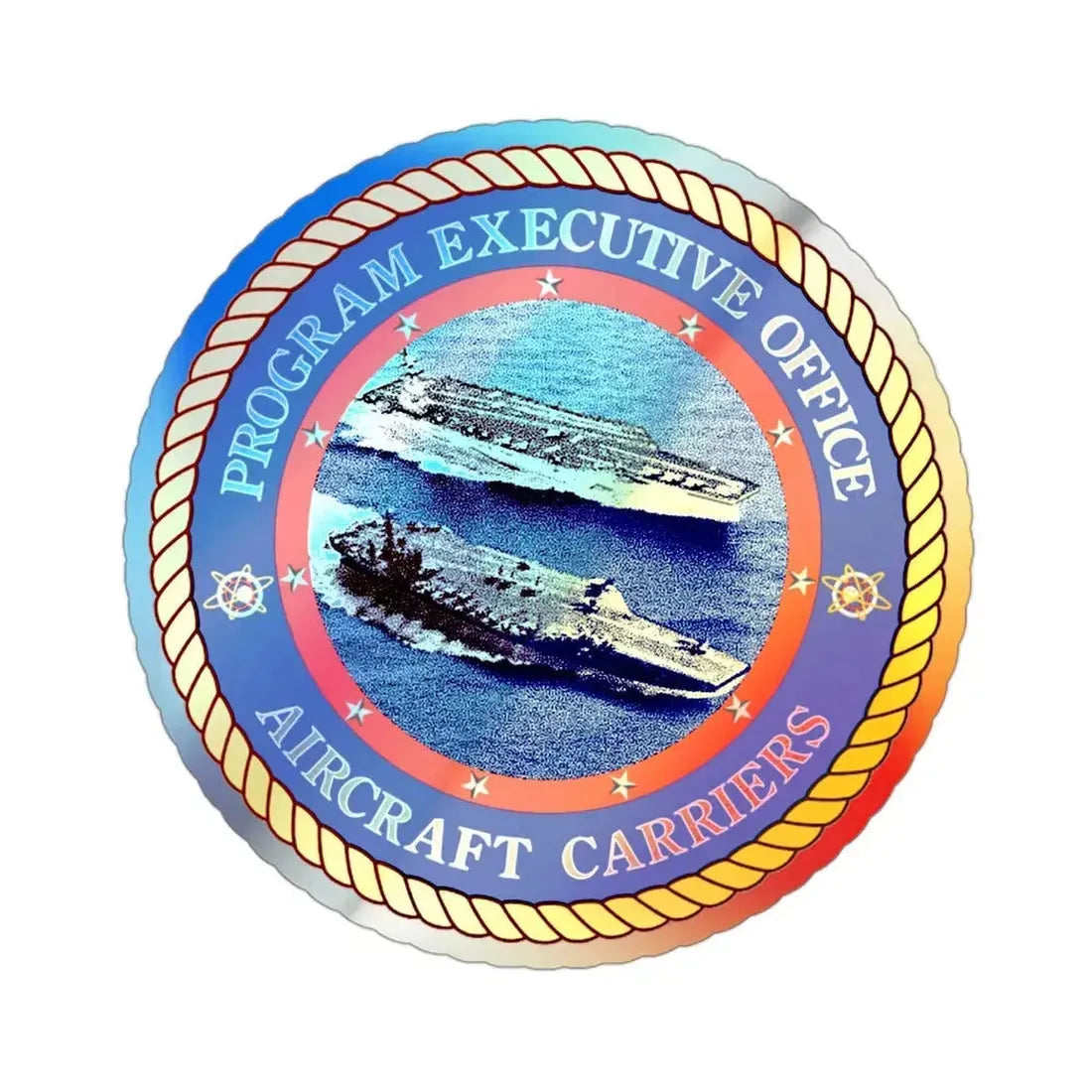 Program Executive Officer Aircraft Carriers (U.S. Navy) Holographic STICKER Die-Cut Vinyl Decal 3 Inch Holographic - The Sticker Space