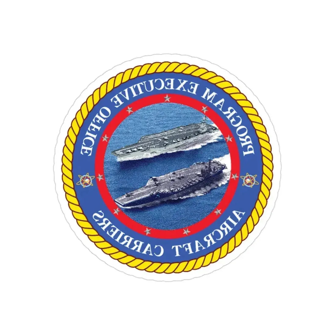 Program Executive Officer Aircraft Carriers (U.S. Navy) REVERSE PRINT Transparent Die-Cut STICKER 3 Inch Die-Cut Transparent - The Sticker Space