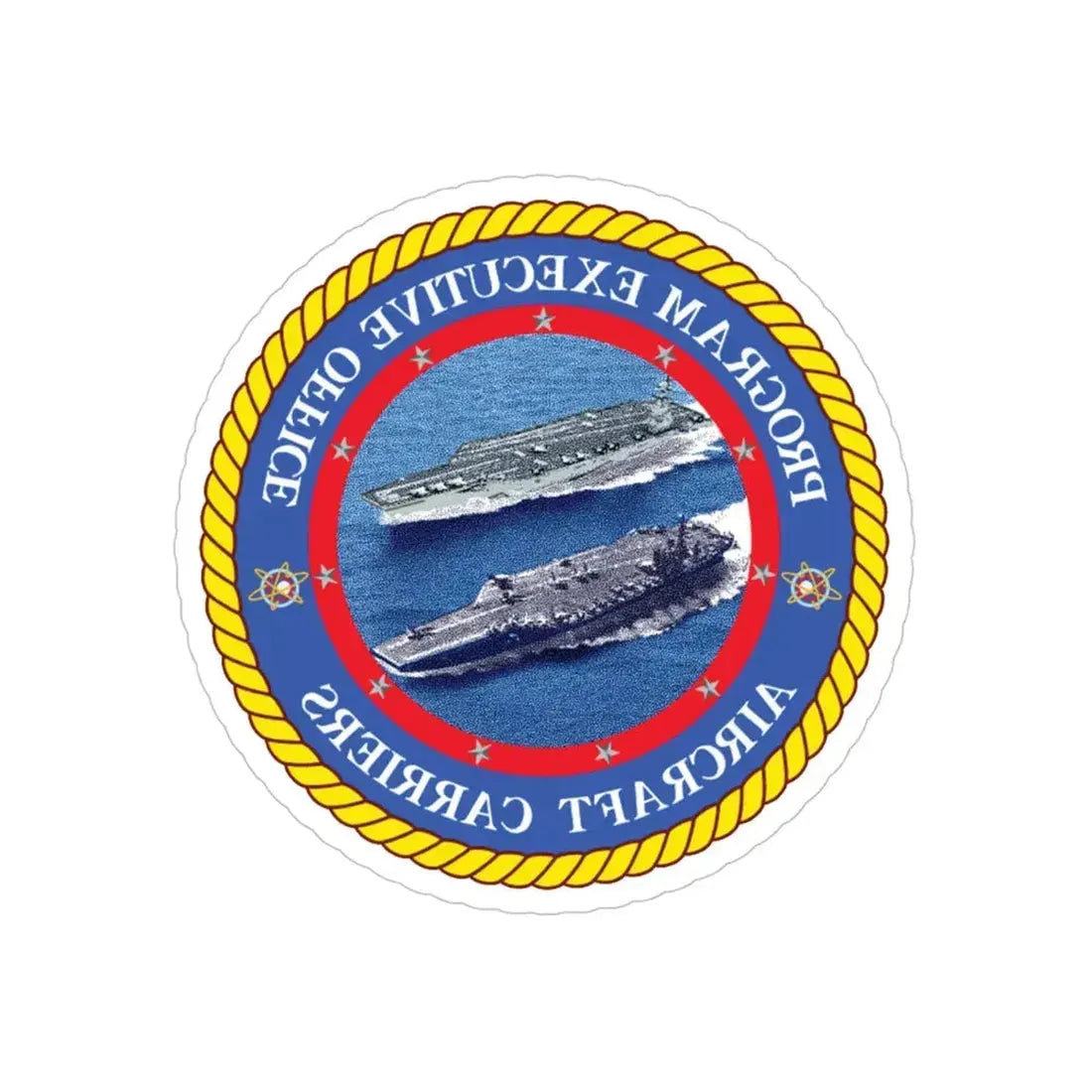 Program Executive Officer Aircraft Carriers (U.S. Navy) REVERSE PRINT Transparent Die-Cut STICKER 4 Inch Die-Cut Transparent - The Sticker Space
