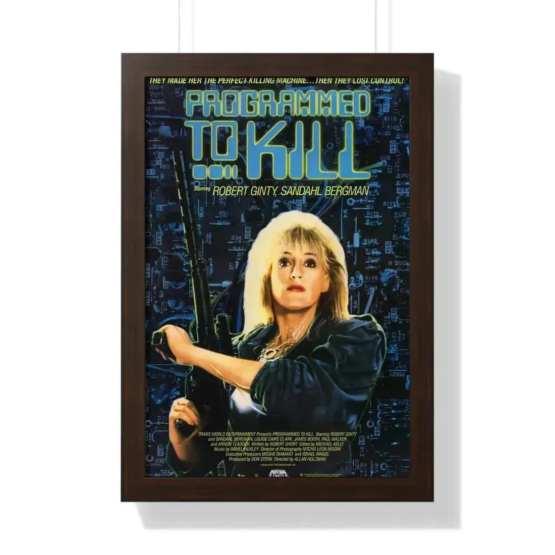 PROGRAMMED TO KILL 1987 - Framed Movie Poster 16″ x 24″ Walnut - The Sticker Space