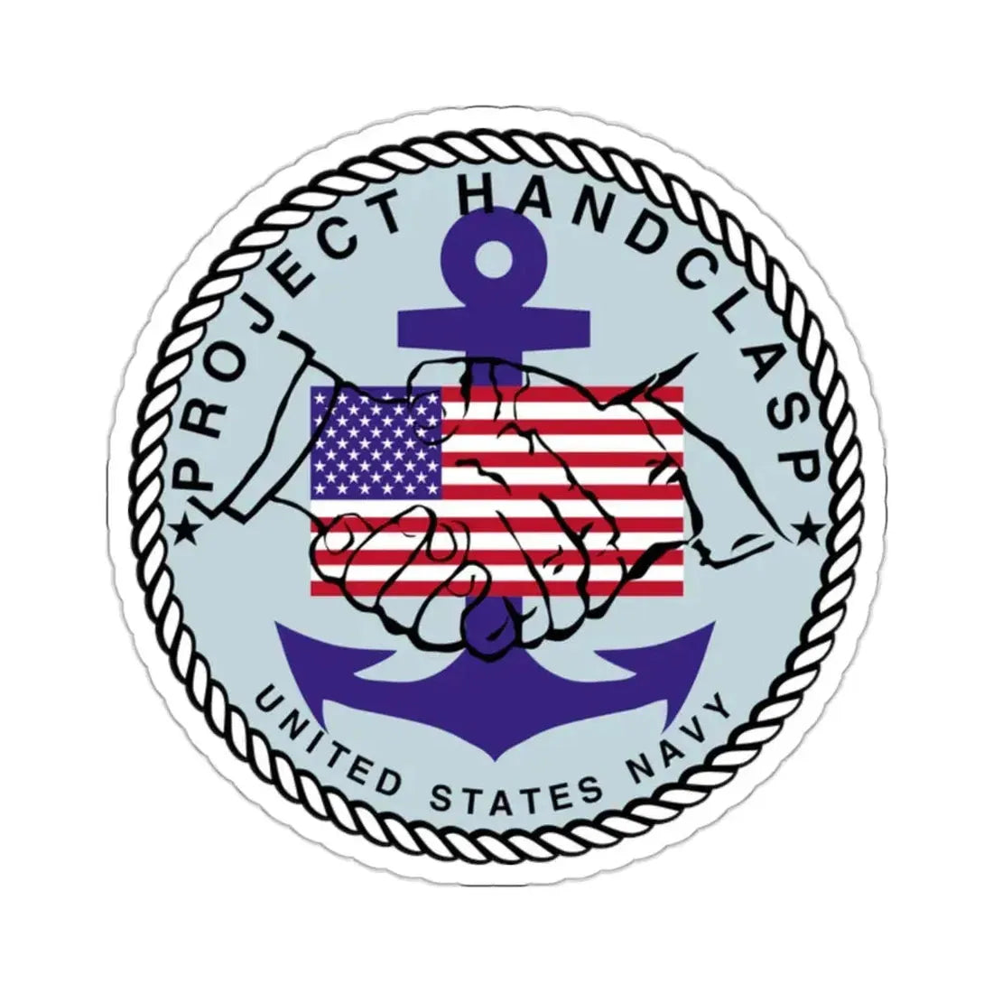 Project Handclasp Navy - STICKER Vinyl Kiss-Cut Decal 2 Inch White - The Sticker Space