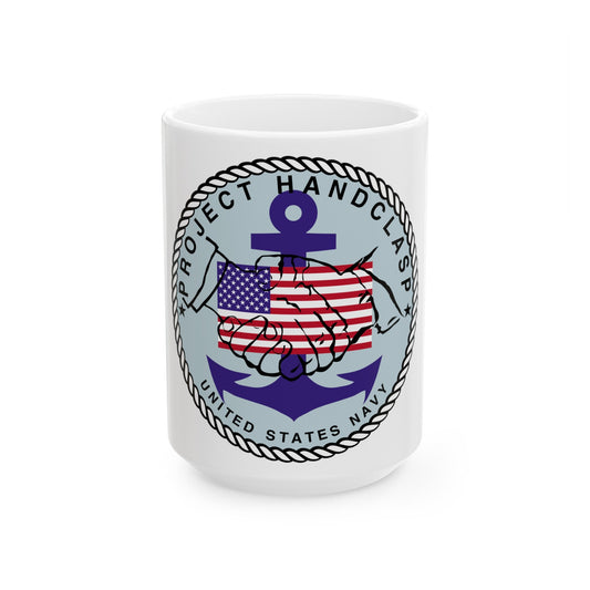 Project Handclasp Navy - White Coffee Mug-15oz-The Sticker Space