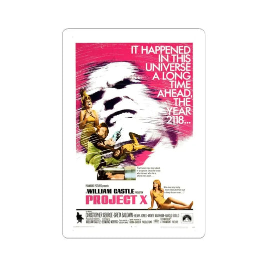 PROJECT X 1968 Movie Poster - STICKER Vinyl Kiss-Cut Decal 2 Inch White - The Sticker Space