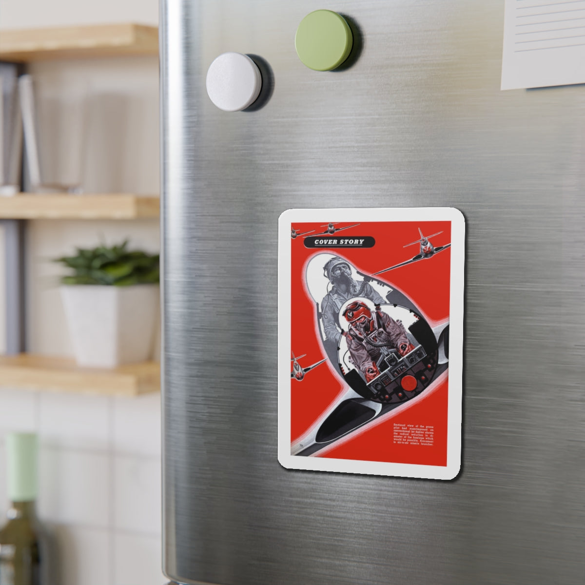 Prone Pilot, 1949 (Magazine Illustration) Refrigerator Magnet-The Sticker Space